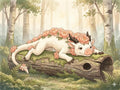 Floreth floral dragon ornament with cream, peach, bark brown, and moss green detail.
