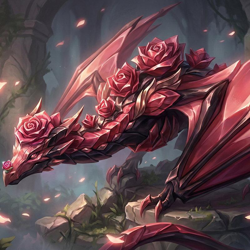 Rosyra — The Thornwing Rose Dragon