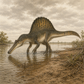 Spinosaurus Bone Forge skeleton model showing sail detail and full side profile.