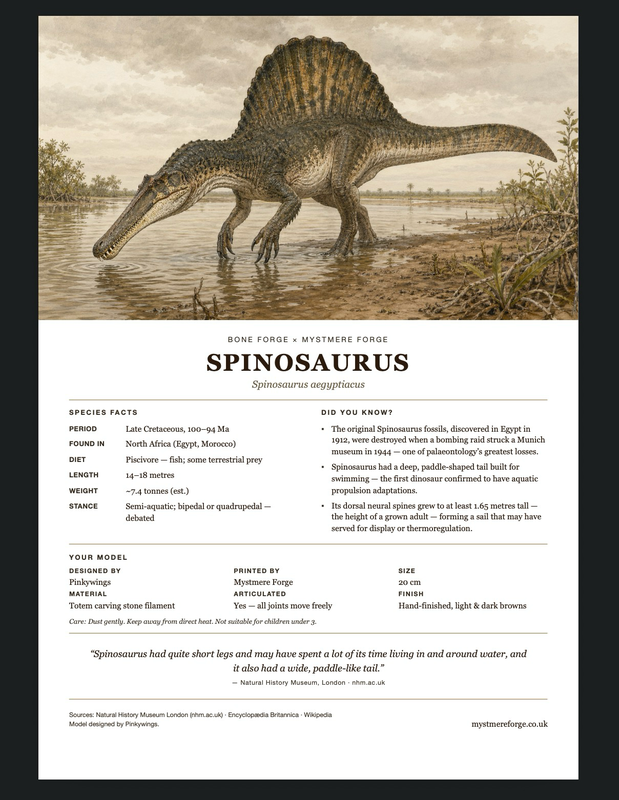 Spinosaurus Bone Forge Fact Sheet